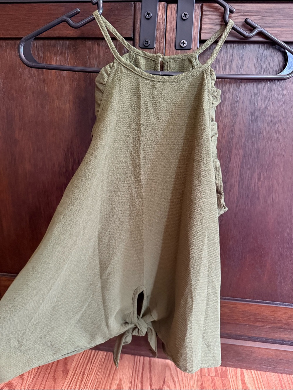 Olive Green Textured Sleeveless Tank